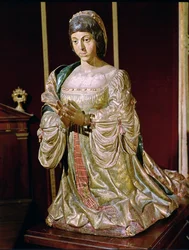 Isabella av Kastilien (1451-1504) i bön, 1520-22 (polykromt trä)